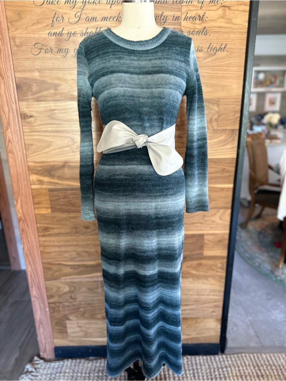 Zara Ombre Gray Long-Sleeve Maxi Sweater Dress